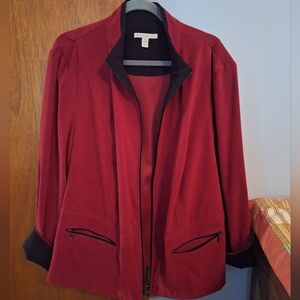 JM Collections Women's Red Jacket with Black Accents Size 20